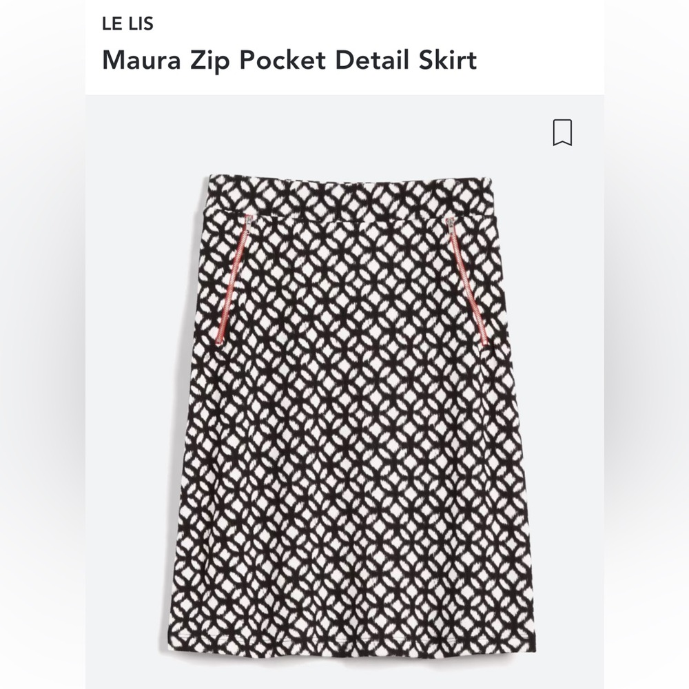 Le Lis Maura Zip Pocket Detail black white neutral abstract skirt size medium